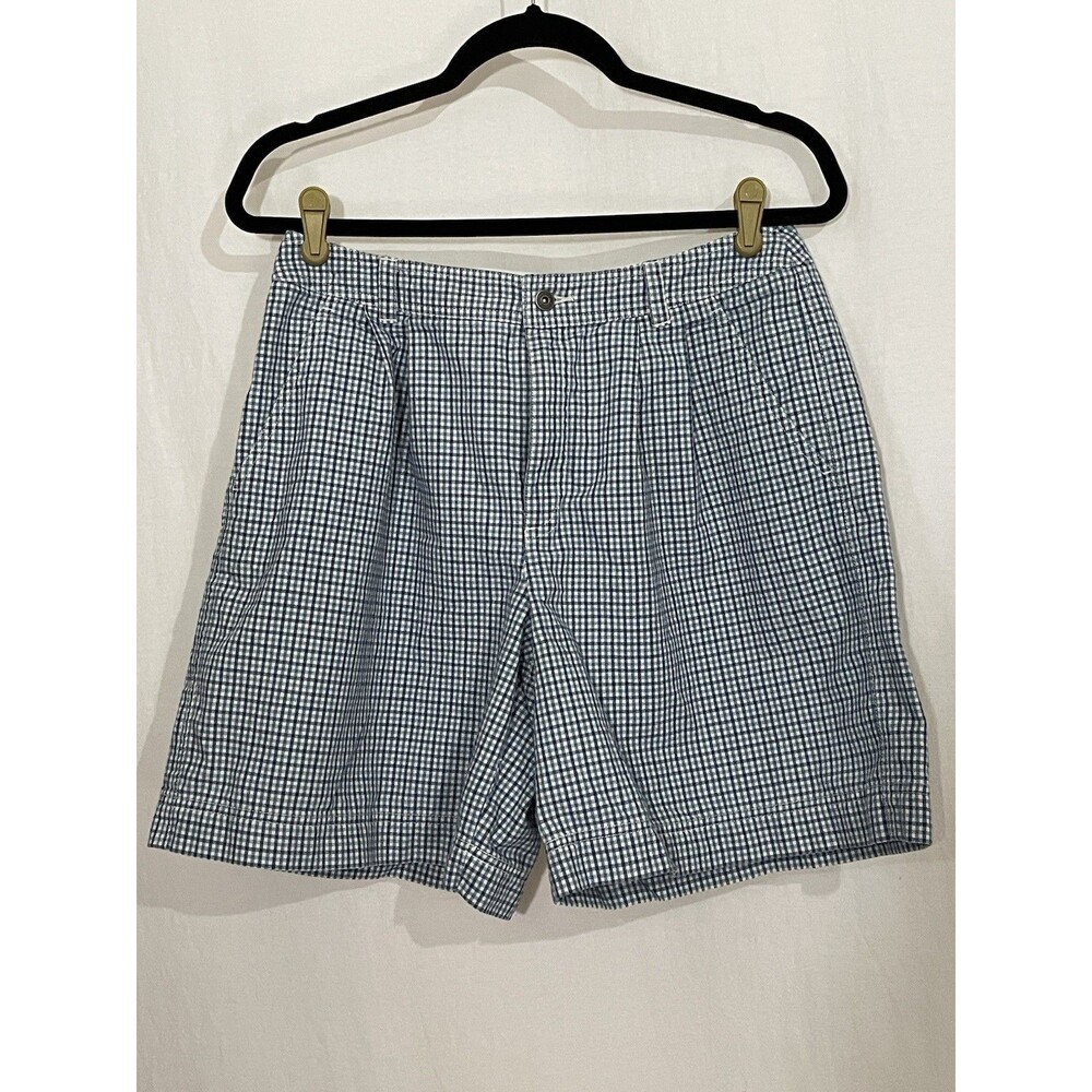 Vintage Liz wear Women’s Shorts 12 High Waisted Blue Gingham Pleated